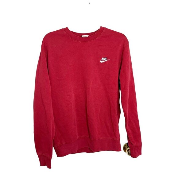 Nike Mens Sportswear Club Fleece Crew Sweatshirt Red Size Small Pullover - Picture 2 of 8